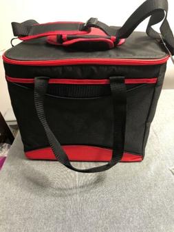 Bag Insulated Collapse & Cool Zipper Red Black Adjust Strap