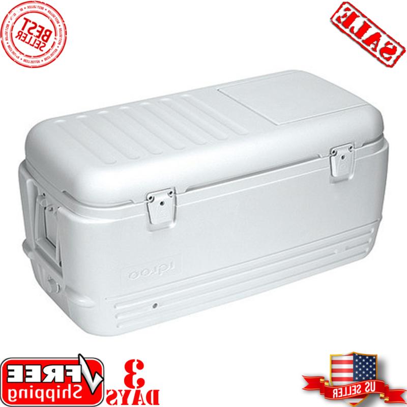 White 100-quart Cooler Outdoor Camping Free Shipping