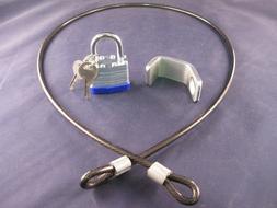 Heavy Cable, Lock And Bracket-a Full 3/16" Thick For Securit